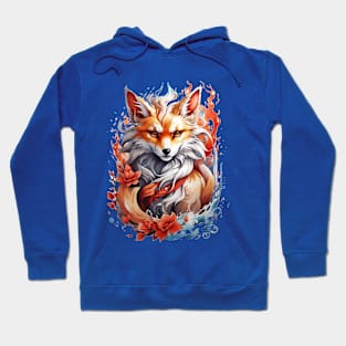 Kitsune fox, Japanese wave Hoodie